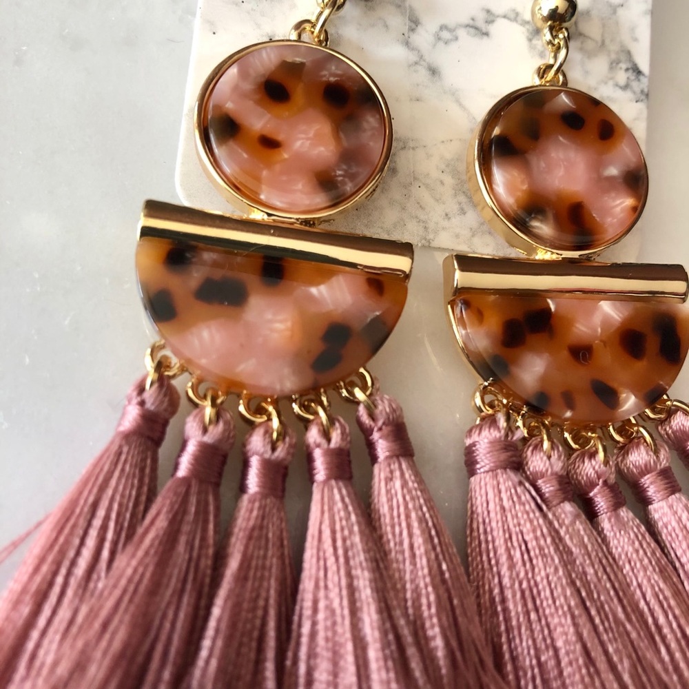 Pink Tassel Earrings - Picture 3 of 4